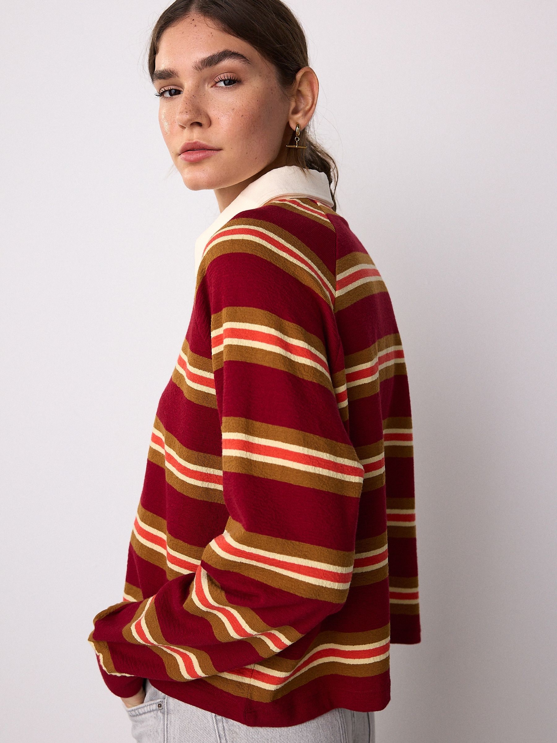 Buy Red/Yellow Jersey Stripe Rugby Polo Sweatshirt from Next USA