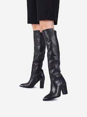 Bronx Black New Americana Leather Stretch Knee High Boots - Image 1 of 5