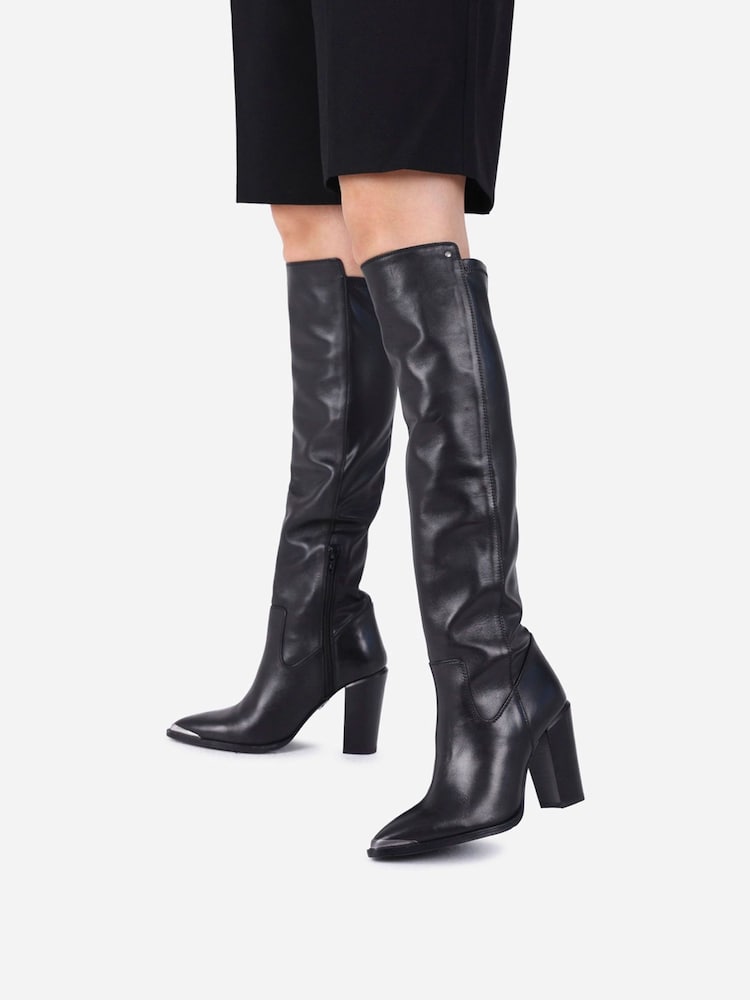 Bronx Black New Americana Leather Stretch Knee High Boots - Image 1 of 5 Bronx Black New Americana Leather Stretch Knee High Boots - Image 1 of 5