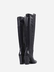 Bronx Black New Americana Leather Stretch Knee High Boots - Image 4 of 5