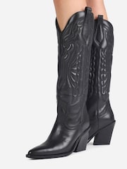 Bronx Black New Kole Leather Padded Knee High Boots - Image 2 of 6