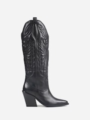 Bronx Black New Kole Leather Padded Knee High Boots - Image 3 of 6