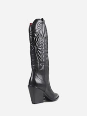 Bronx Black New Kole Leather Padded Knee High Boots - Image 4 of 6