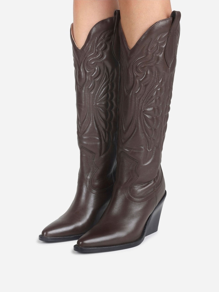 Bronx Brown New Kole Leather Padded Knee High Boots - Image 1 of 6
