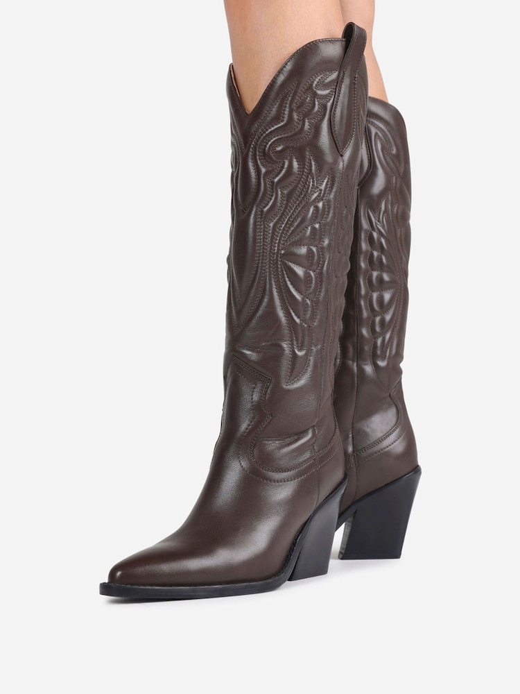 Bronx Brown New Kole Leather Padded Knee High Boots - Image 2 of 6
