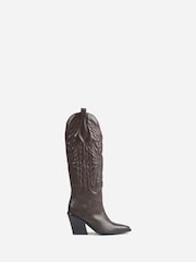 Bronx Brown New Kole Leather Padded Knee High Boots - Image 3 of 6