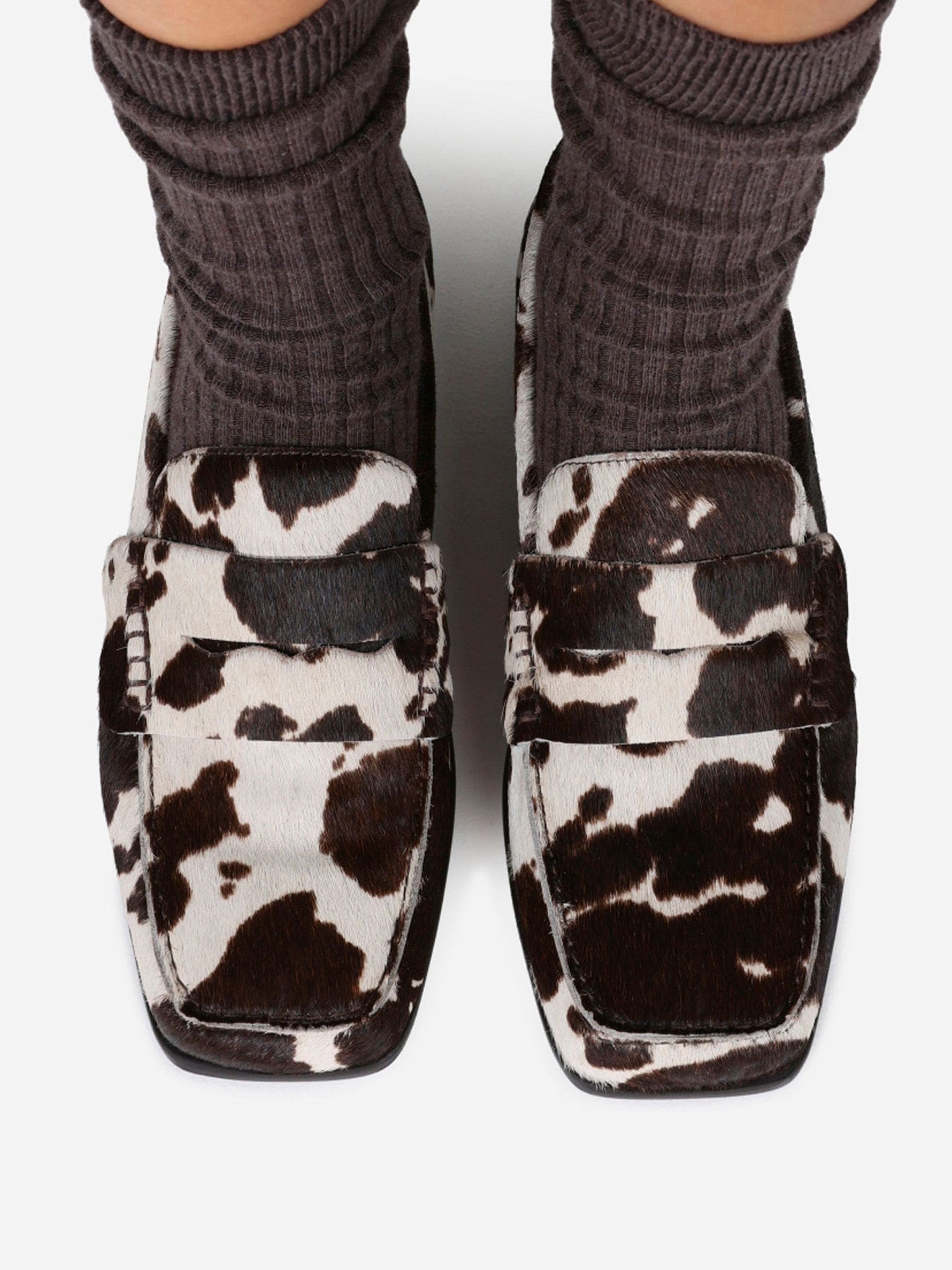 Buy Bronx Brown Colby Cowprint Loafers from Next USA
