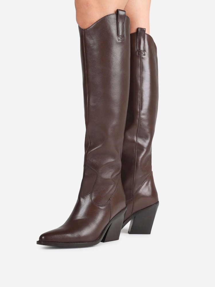 Bronx Brown New Kole Leather Knee High Boots - Image 2 of 6 Bronx Brown New Kole Leather Knee High Boots - Image 2 of 6