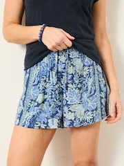 FatFace Fiona Blue Woodblock Flippy Shorts - Image 3 of 5