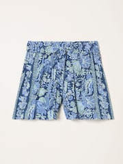 FatFace Fiona Blue Woodblock Flippy Shorts - Image 5 of 5
