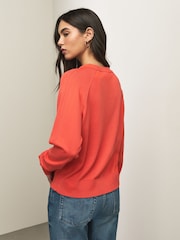 Orange Soft Touch V-Neck Cotton Rich Button Up Cardigan - Image 3 of 7