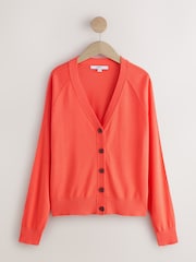 Orange Soft Touch V-Neck Cotton Rich Button Up Cardigan - Image 5 of 7