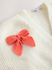 Ecru 3D Bows Soft Touch Chunky Knit Cardigan - Image 2 of 3