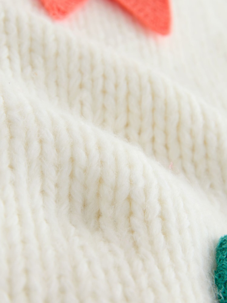 Ecru 3D Bows Soft Touch Chunky Knit Cardigan - Image 3 of 3