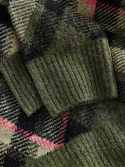 Khaki Green Tartan Check - Crew Neck Knitted Jumper with Wool - Bild 2 von 3