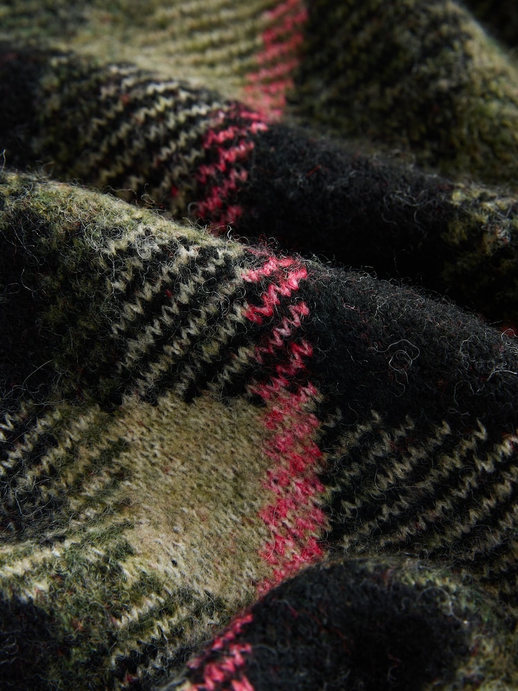 Khaki Green Tartan Check - Crew Neck Knitted Jumper with Wool - Bild 3 von 3 Khaki Green Tartan Check - Crew Neck Knitted Jumper with Wool - Bild 3 von 3