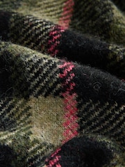 Khaki Green Tartan Check Crew Neck Knitted Jumper with Wool - Image 8 of 8