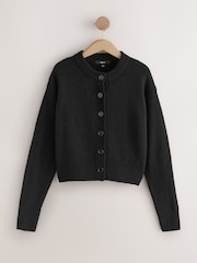 Black Crew Neck Knitted Cardigan - Image 1 of 3