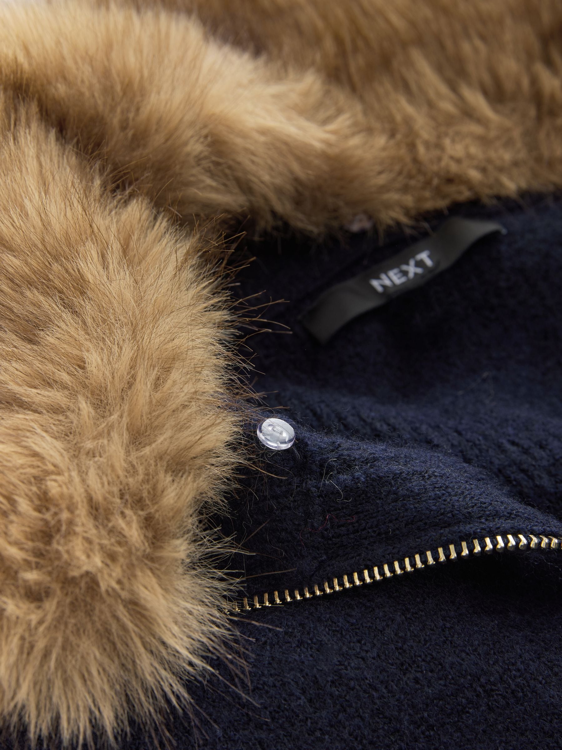 Buy Navy Blue Faux Fur Collar Zip Through Jacket from Next USA