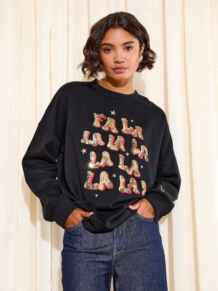 Friends Like These Black Graphic Christmas Sweatshirt - Image 2 of 4