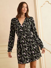 Χακί Πράσινο Animal Print - Love & Roses V-Neck Mini Dress - Εικόνα 2 από 4