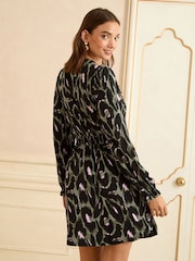 Χακί Πράσινο Animal Print - Love & Roses V-Neck Mini Dress - Εικόνα 3 από 4