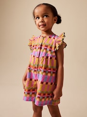 Multicoloured Check - Flutter Sleeve Playsuit (3mths-7yrs) - 8এর মধ্যে 2 ছবি