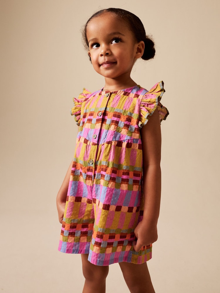 Multicoloured Check - Flutter Sleeve Playsuit (3mths-7yrs) - 8এর মধ্যে 2 ছবি