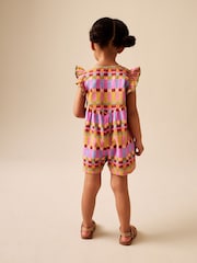 Multicoloured Check - Flutter Sleeve Playsuit (3mths-7yrs) - 8এর মধ্যে 3 ছবি