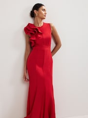 Phase Eight Red Tyra Ruffle Dress - Image 3 of 7