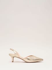 Phase Eight Gold Kitten Heel Shoes - Image 1 of 7