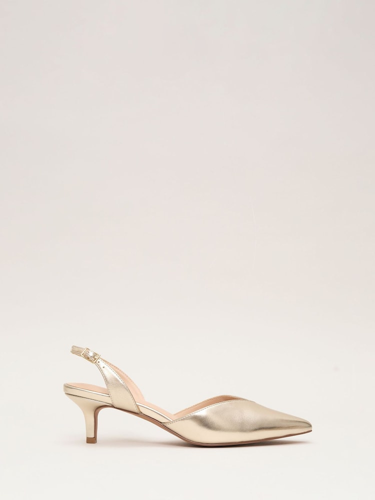 Phase Eight Gold Kitten Heel Shoes - Image 1 of 7