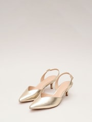 Phase Eight Gold Kitten Heel Shoes - Image 2 of 7