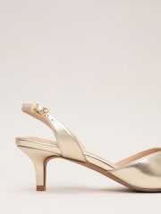 Phase Eight Gold Kitten Heel Shoes - Image 3 of 7