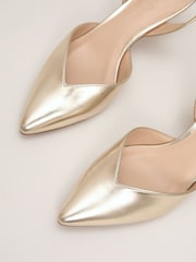 Phase Eight Gold Kitten Heel Shoes - Image 4 of 7