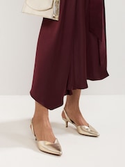 Phase Eight Gold Kitten Heel Shoes - Image 6 of 7