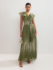Phase Eight Green Astrid Frill Dress - Image 1 of 7