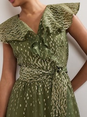 Phase Eight Green Astrid Frill Dress - Image 4 of 7