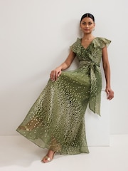 Phase Eight Green Astrid Frill Dress - Image 5 of 7