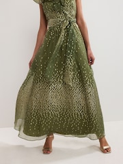 Phase Eight Green Astrid Frill Dress - Image 6 of 7