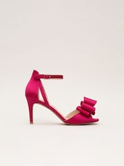 Phase Eight Pink Satin Bow Sandals - Image 1 of 7
