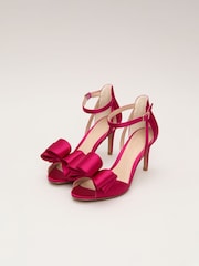 Phase Eight Pink Satin Bow Sandals - Image 2 of 7