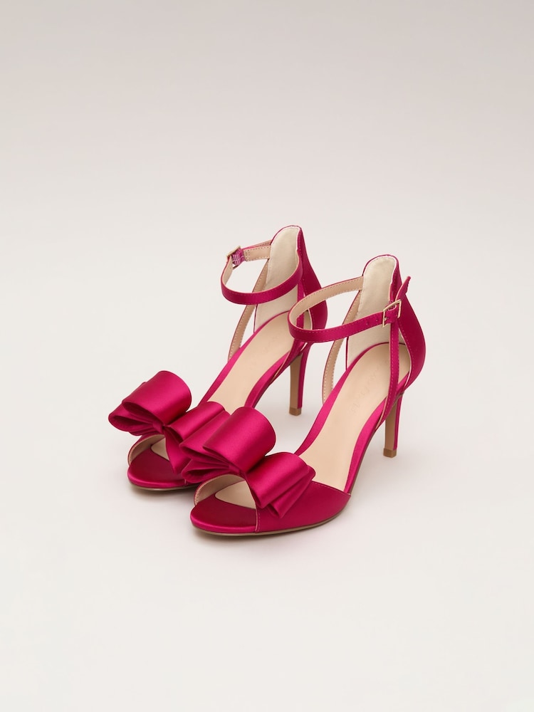 Phase Eight Pink Satin Bow Sandals - Image 2 of 7