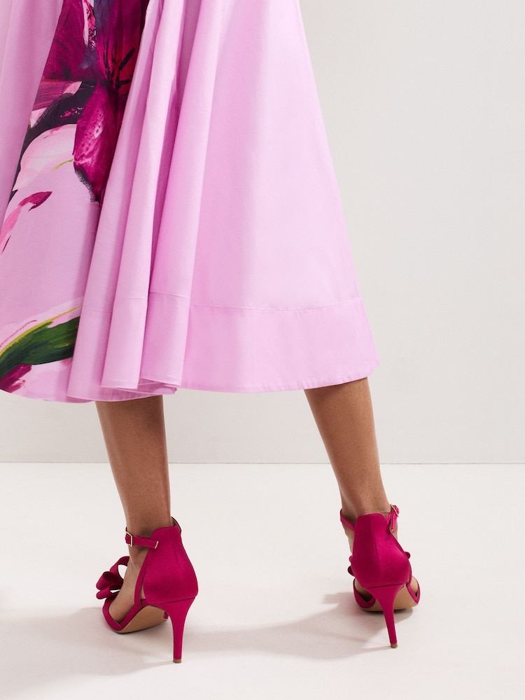 Phase Eight Pink Satin Bow Sandals - Image 7 of 7