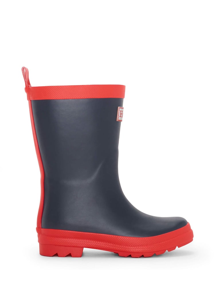 Hatley Blue Navy and Red Matte Rain Wellies - Image 1 of 4 Hatley Blue Navy and Red Matte Rain Wellies - Image 1 of 4