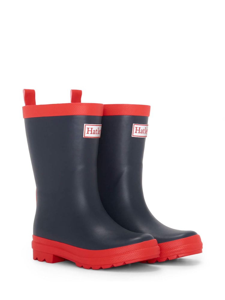 Hatley Blue Navy and Red Matte Rain Wellies - Image 2 of 4 Hatley Blue Navy and Red Matte Rain Wellies - Image 2 of 4