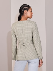 Monochrome Check Collarless Jacket - Image 3 of 7