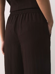 Шоколад күрөң - Textured Stripe Wide Leg Trousers - 10ичинен 6 сүрөт