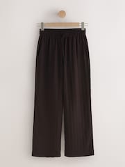 Шоколад күрөң - Textured Stripe Wide Leg Trousers - 10ичинен 8 сүрөт