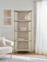 Light Grey Valencia Marble Mango Wood Bookcase Shelf - Image 1 of 8